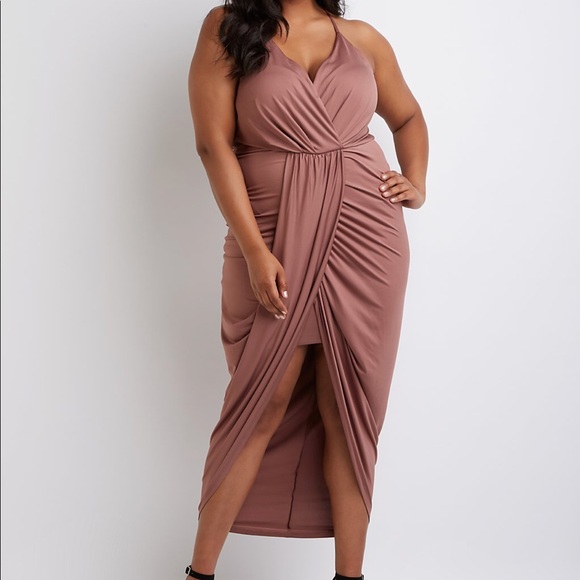 asymmetrical wrap maxi dress